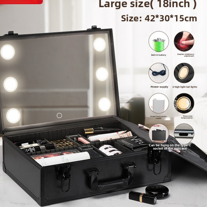 Cosmetic Case with Light and Mirror Storage Bag