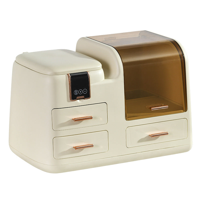 Cosmetic Storage Box with LED Light and Mirror