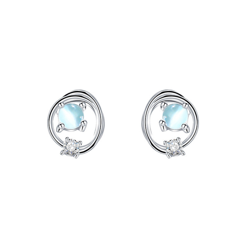Cosmic Saturn Star Earrings with Blue Glass