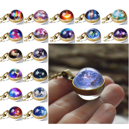 Cosmic Star Double-Sided Glass Ball Necklace