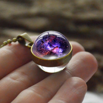 Cosmic Star Double-Sided Glass Ball Necklace