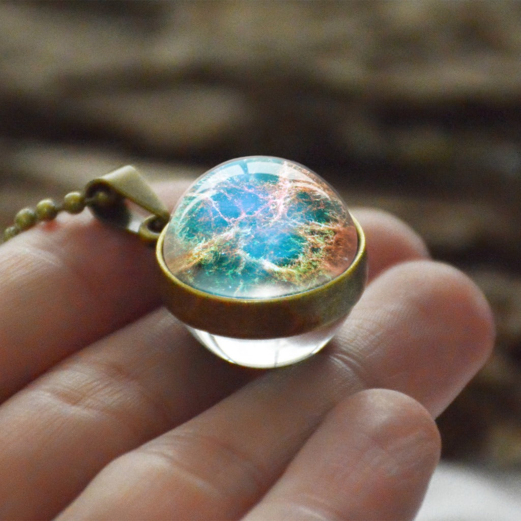 Cosmic Star Double-Sided Glass Ball Necklace