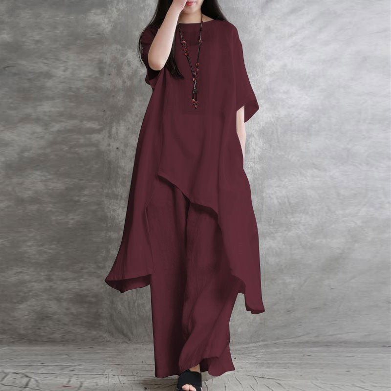 Cotton and linen casual sportswear set