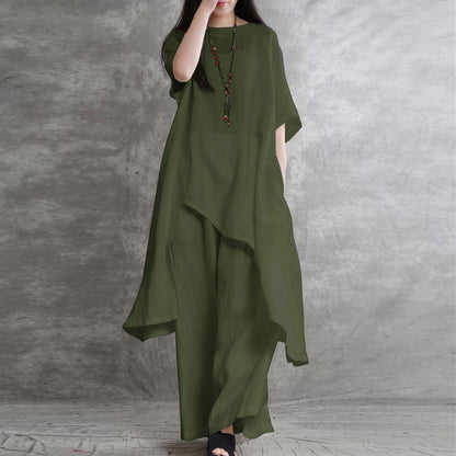 Cotton and linen casual sportswear set