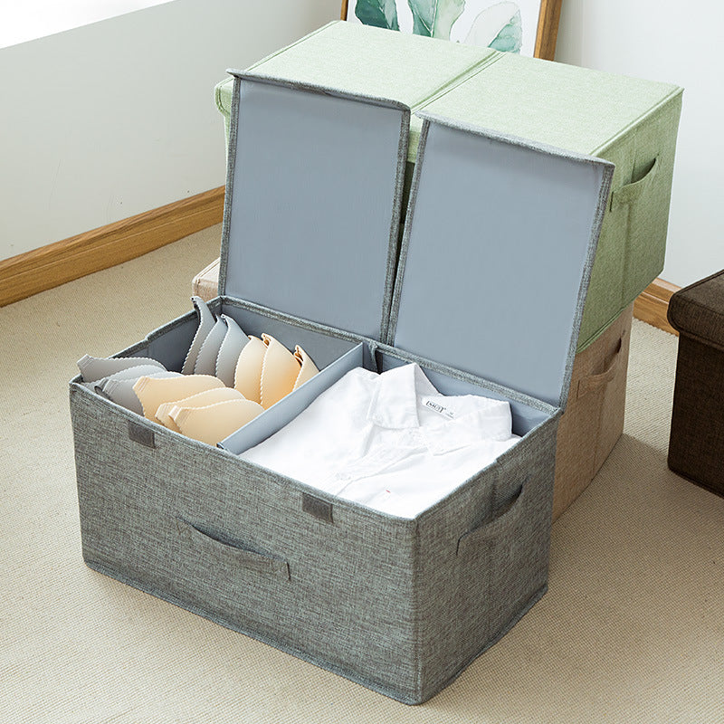 Cotton and linen double-layer storage box