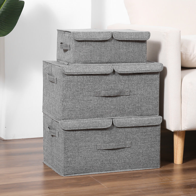 Cotton and linen double-layer storage box
