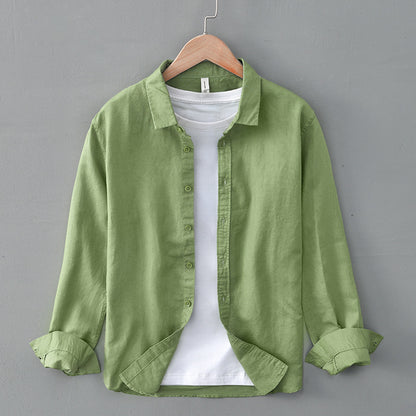 Cotton and linen long-sleeved shirt