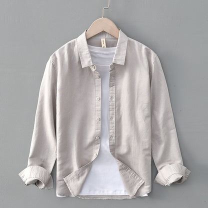 Cotton and linen long-sleeved shirt