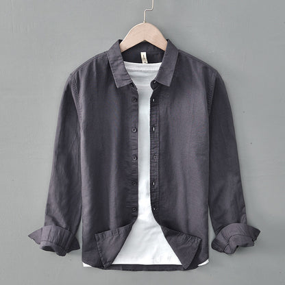 Cotton and linen long-sleeved shirt