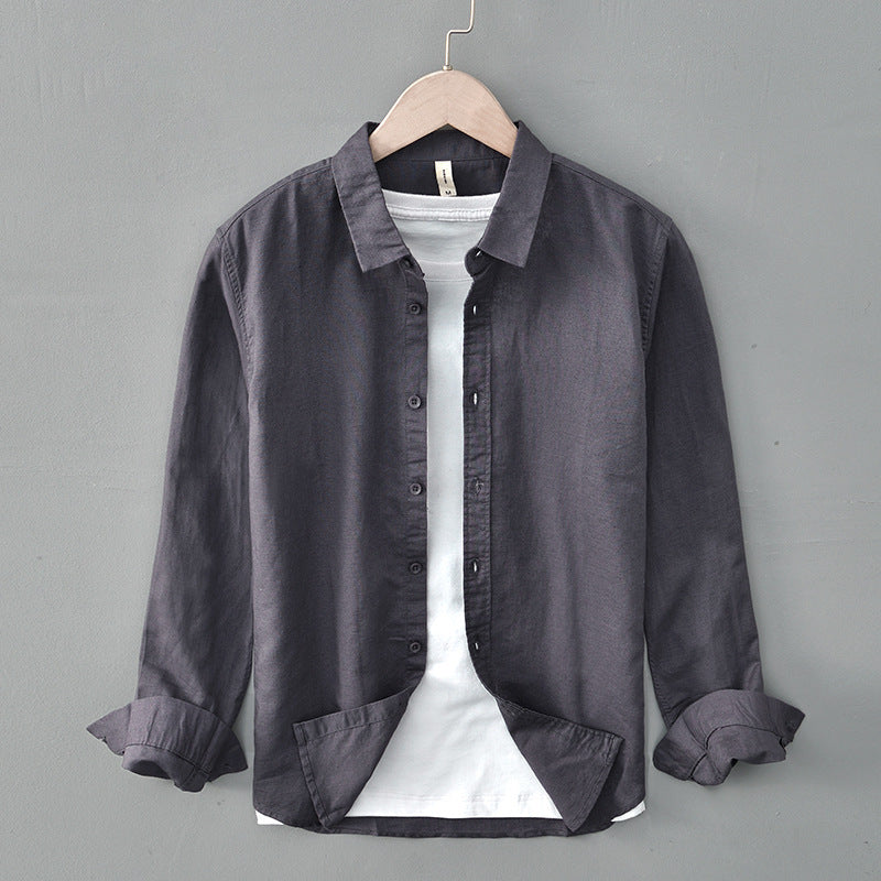 Cotton and linen long-sleeved shirt
