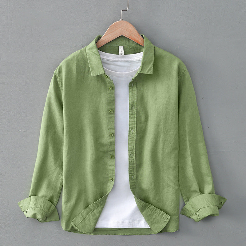 Cotton and linen long-sleeved shirt