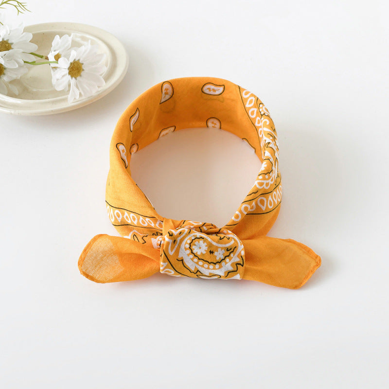 Cotton and linen small square scarf