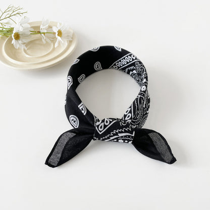 Cotton and linen small square scarf