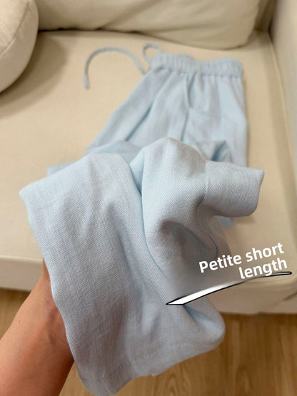 Cotton and linen straight-leg casual pants