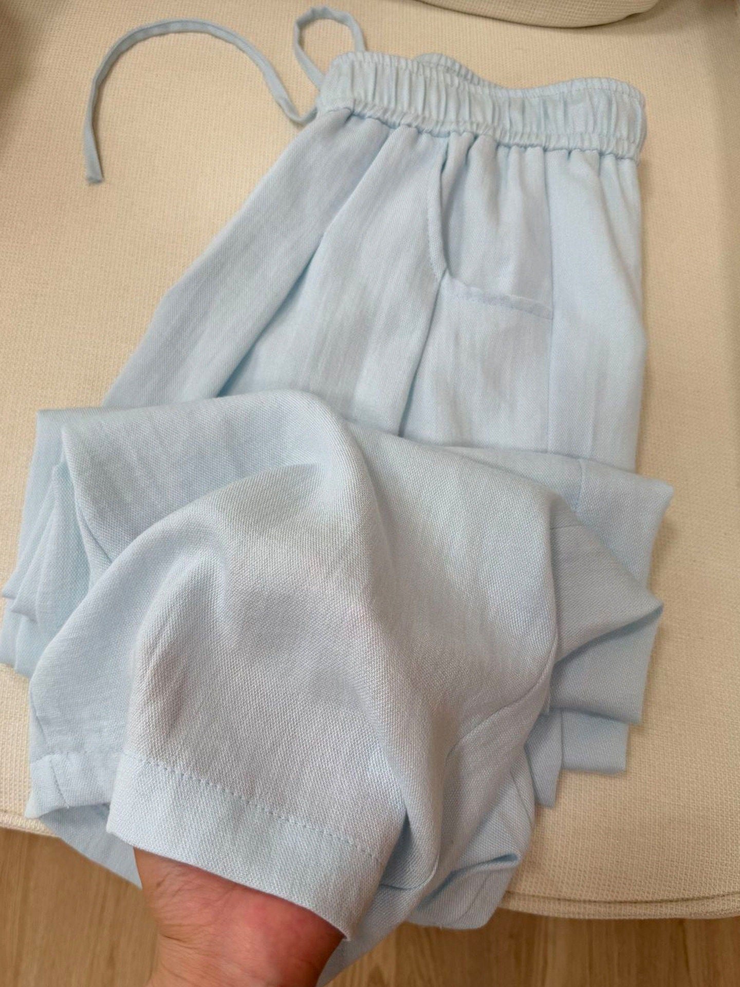Cotton and linen straight-leg casual pants
