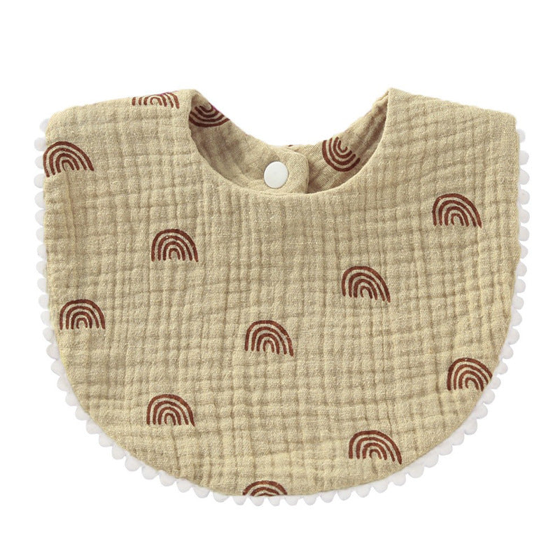 Cotton Baby Bib with Lace Trim