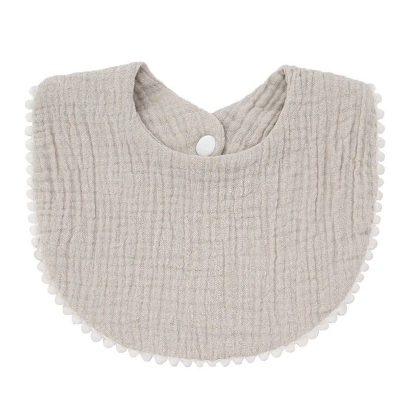Cotton Baby Bib with Lace Trim