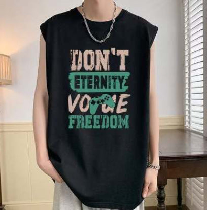 Cotton Basketball Vest Men's Summer Fashion Brand Sleeveless T-shirt American Fitness Sports Waistcoat plus size