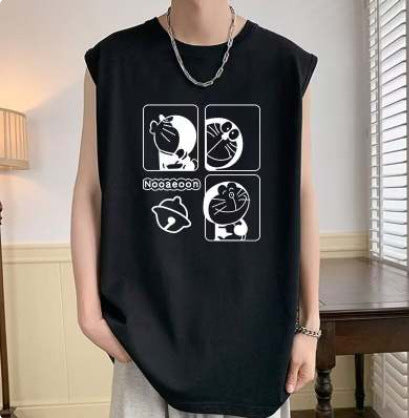 Cotton Basketball Vest Men's Summer Fashion Brand Sleeveless T-shirt American Fitness Sports Waistcoat plus size