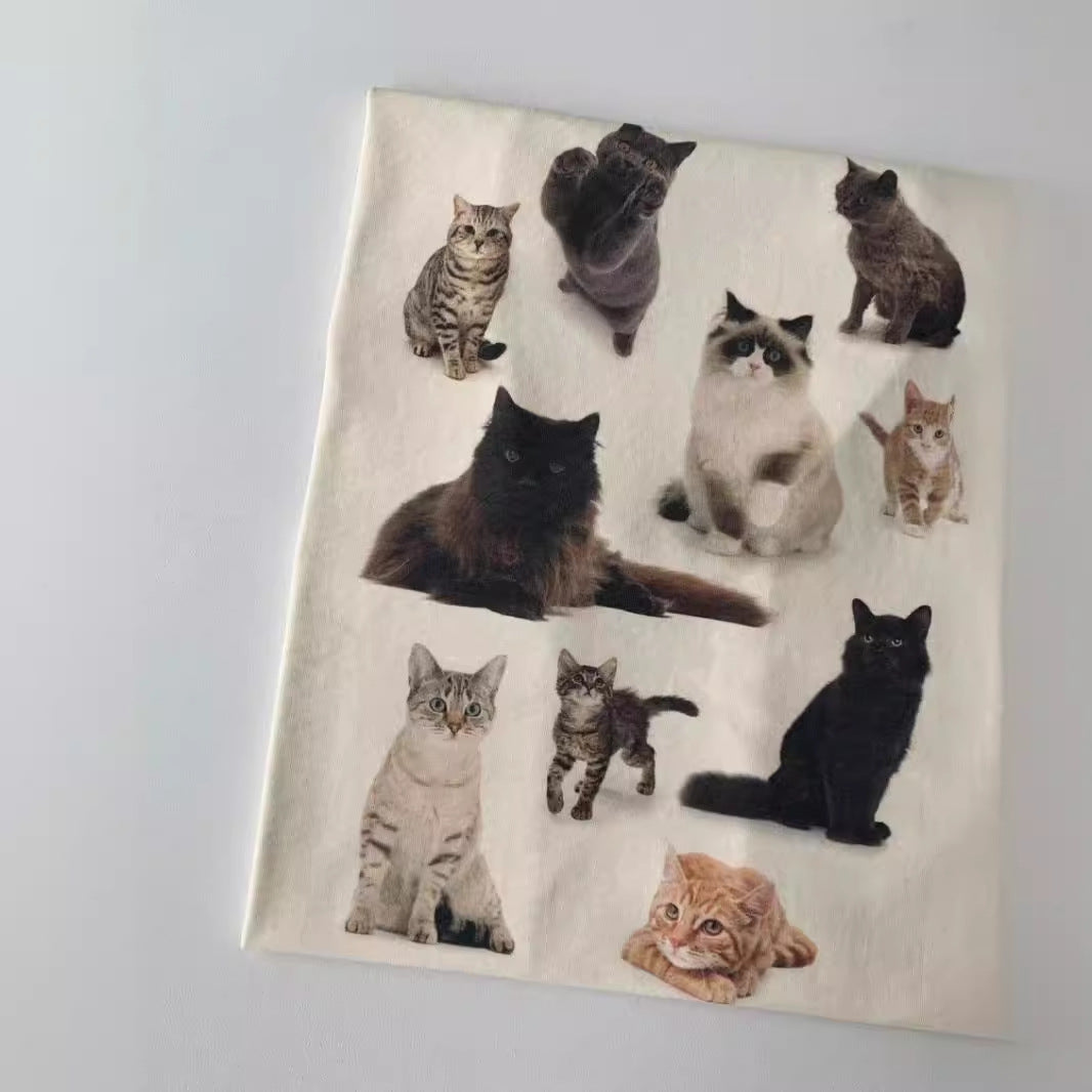Cotton Cat Print T-shirt