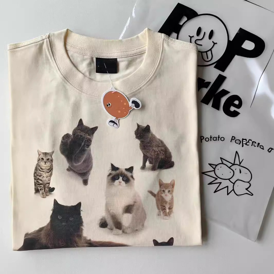 Cotton Cat Print T-shirt