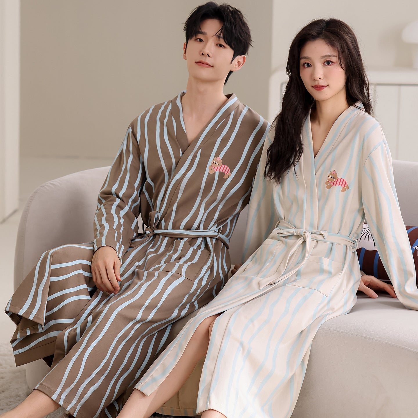 Cotton Couple Bathrobe and Loungewear