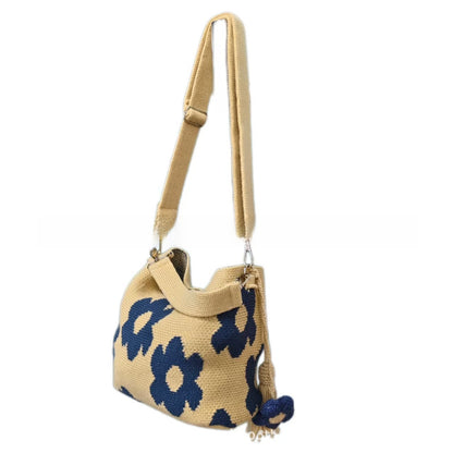 Cotton Crochet Bucket Bag with Detachable Tassel