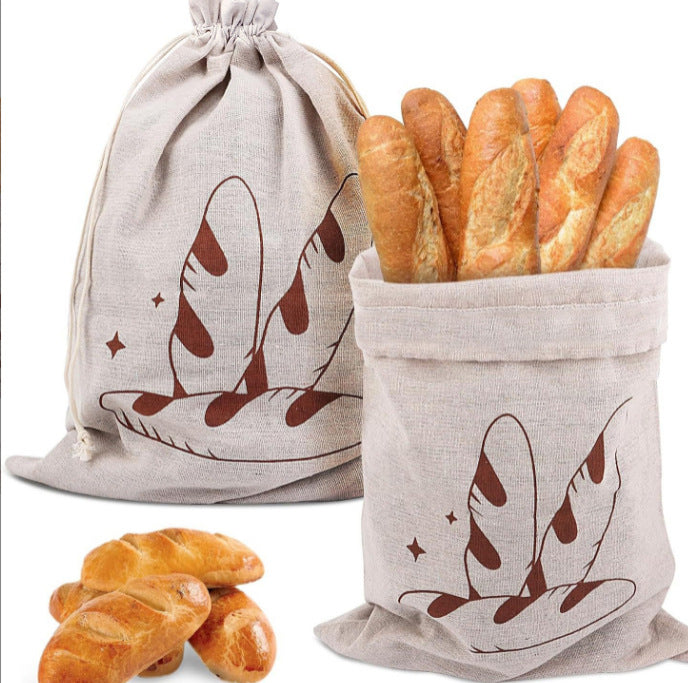 Cotton Drawstring Bread Bag Reusable
