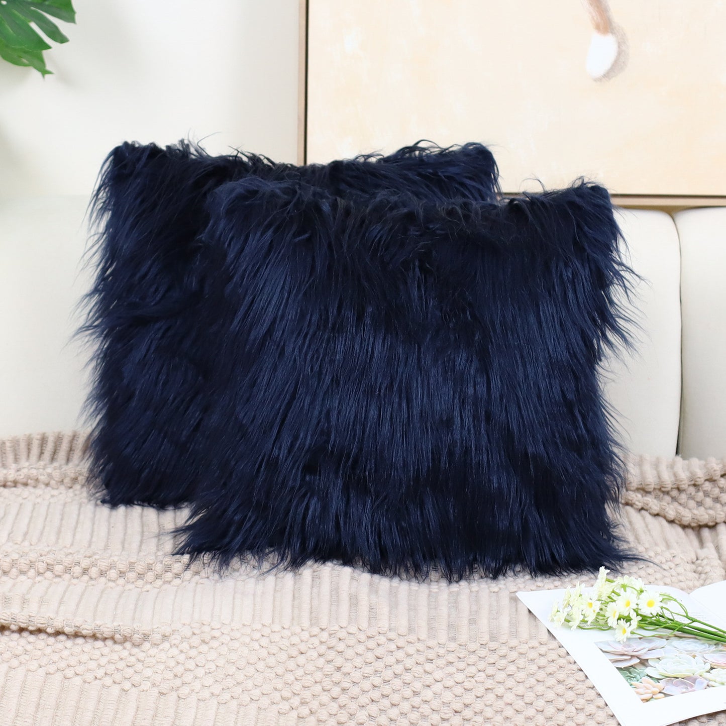 Cotton fleece throw pillowcase