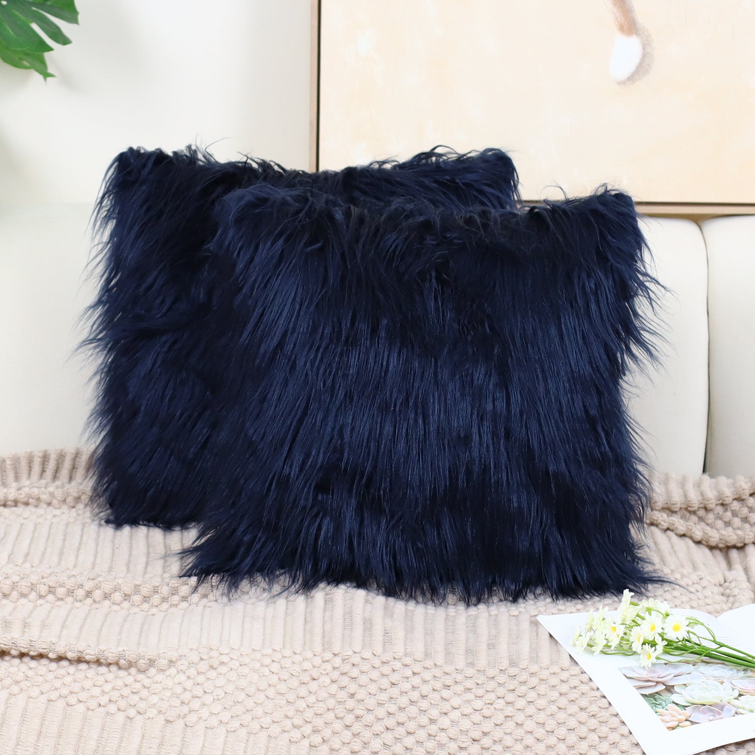 Cotton fleece throw pillowcase