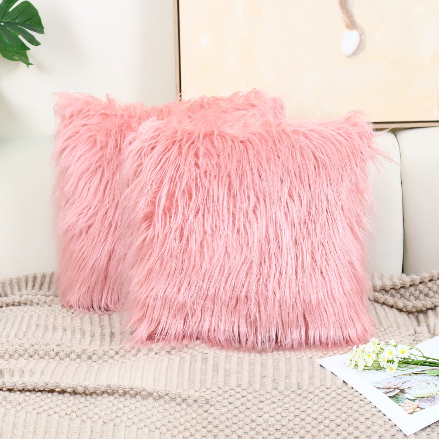 Cotton fleece throw pillowcase