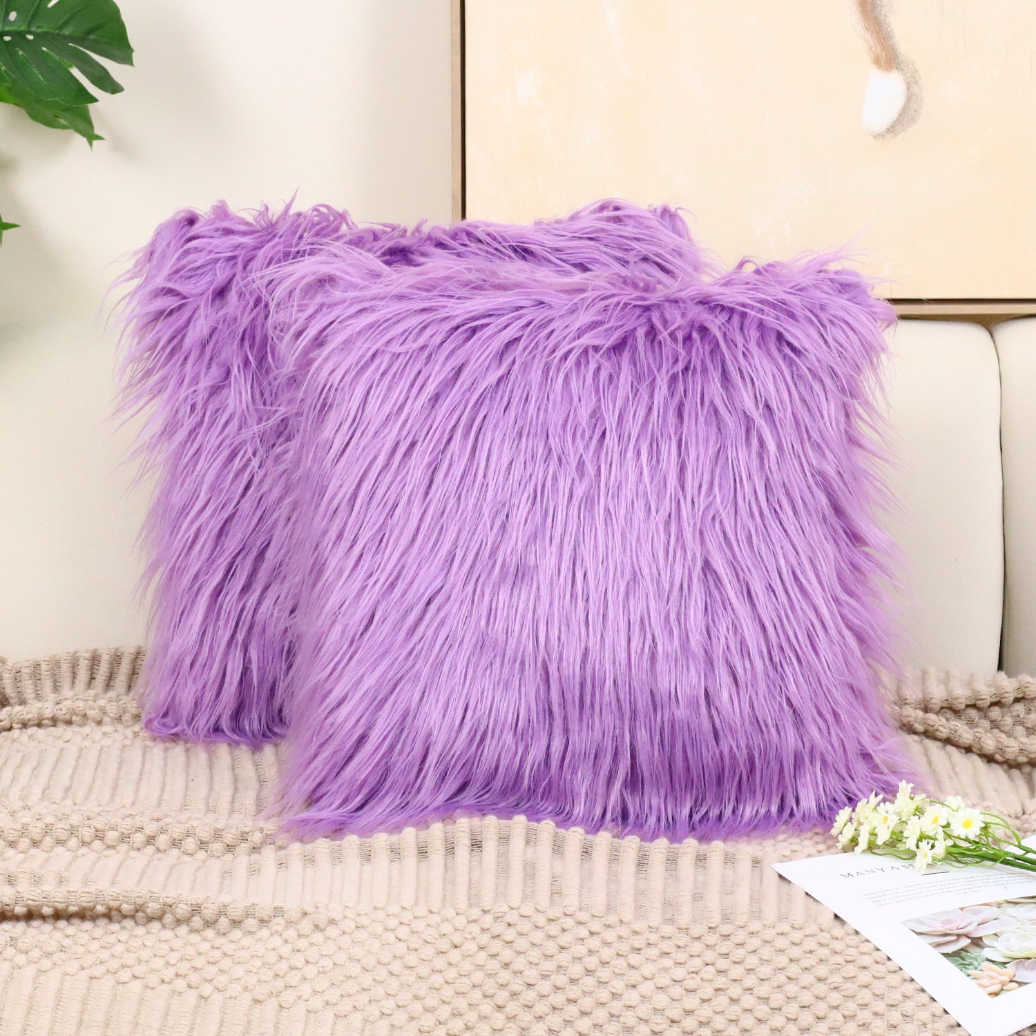 Cotton fleece throw pillowcase