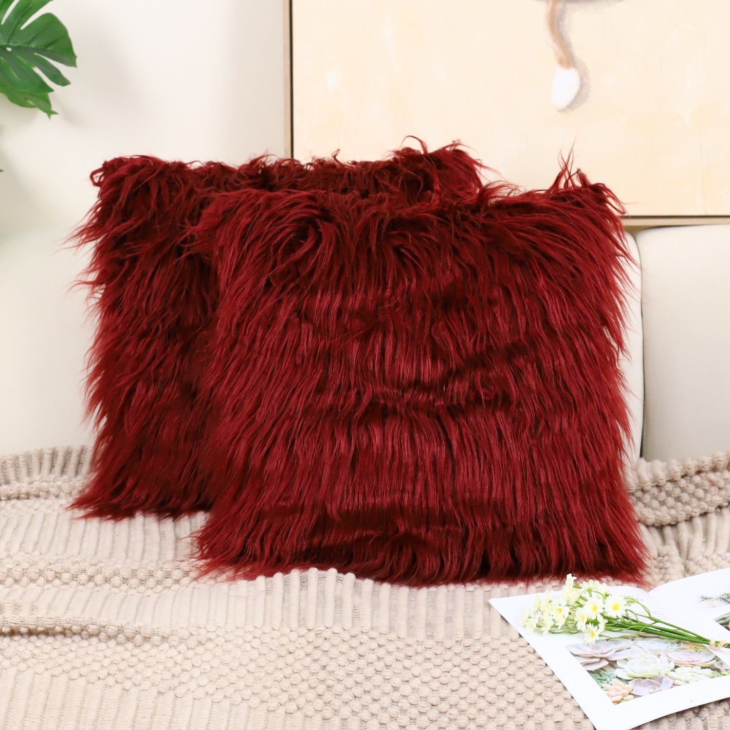 Cotton fleece throw pillowcase