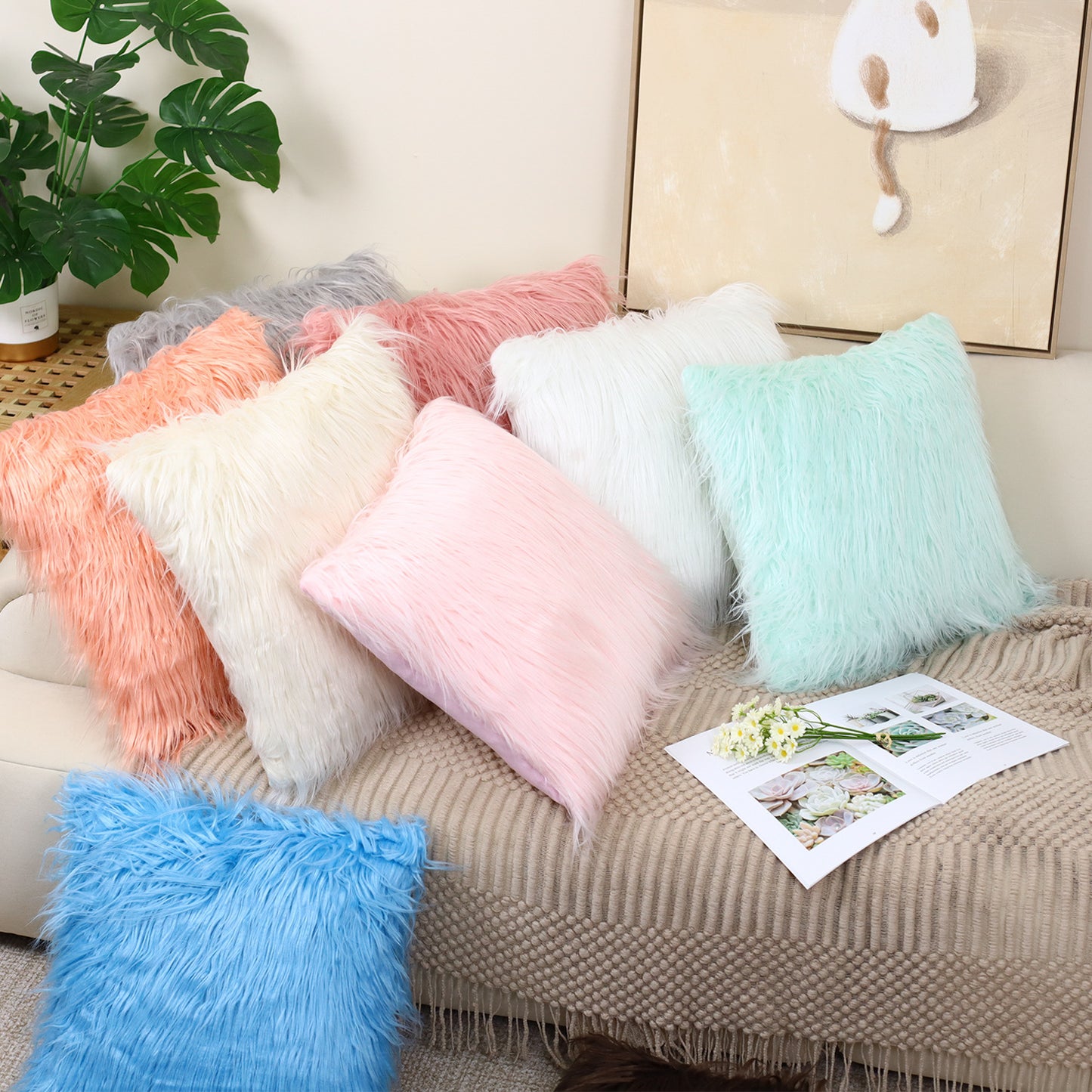 Cotton fleece throw pillowcase