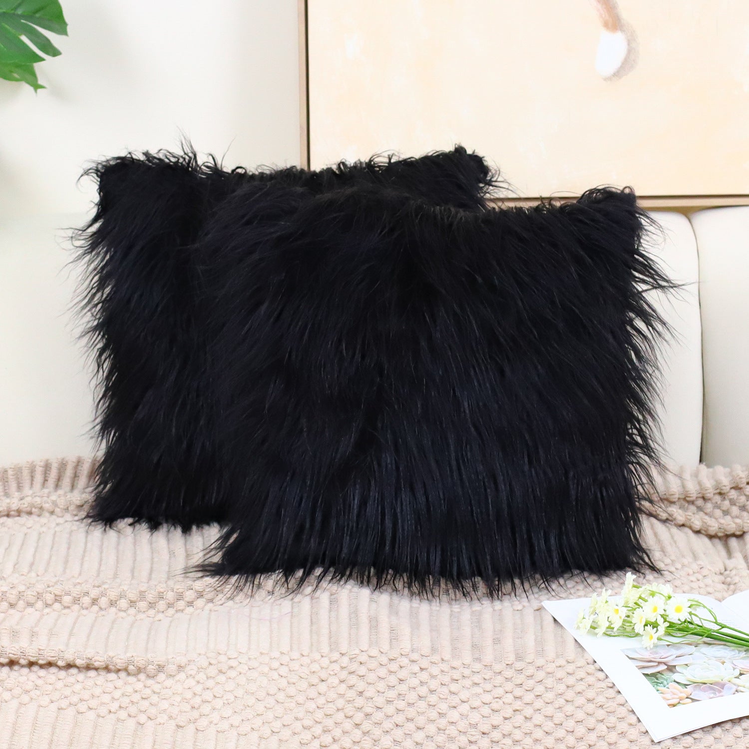 Cotton fleece throw pillowcase