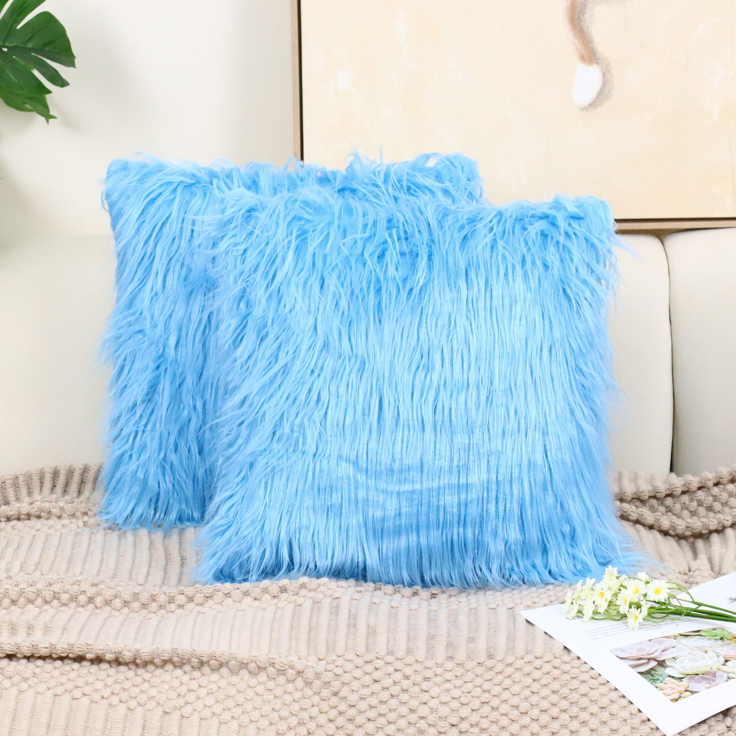 Cotton fleece throw pillowcase