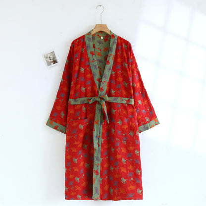 Cotton Gauze Pajamas Women Retro Japanese Style Nightgown