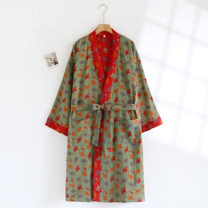 Cotton Gauze Pajamas Women Retro Japanese Style Nightgown