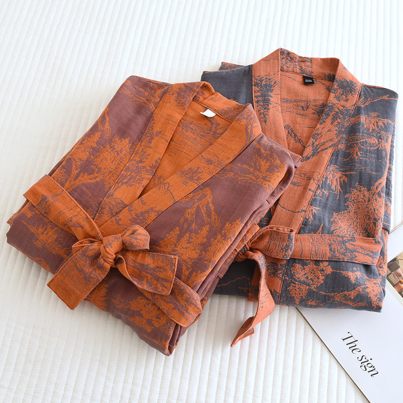 Cotton Jacquard Kimono Bathrobe