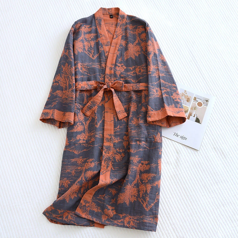 Cotton Jacquard Kimono Bathrobe