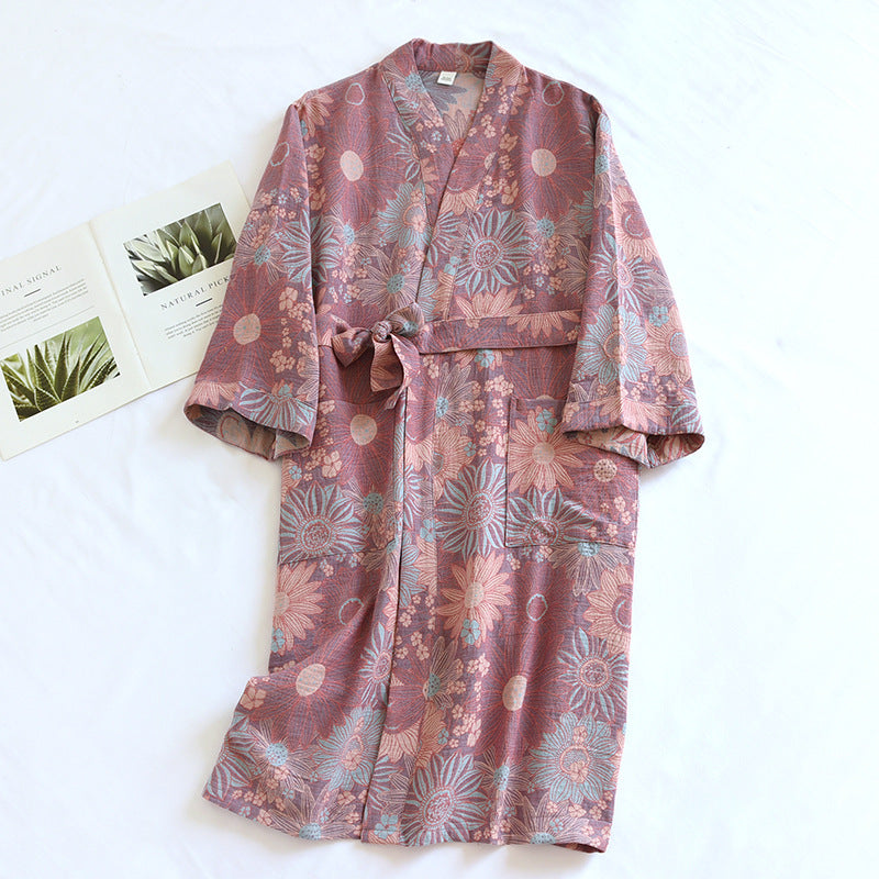 Cotton Jacquard Kimono Bathrobe