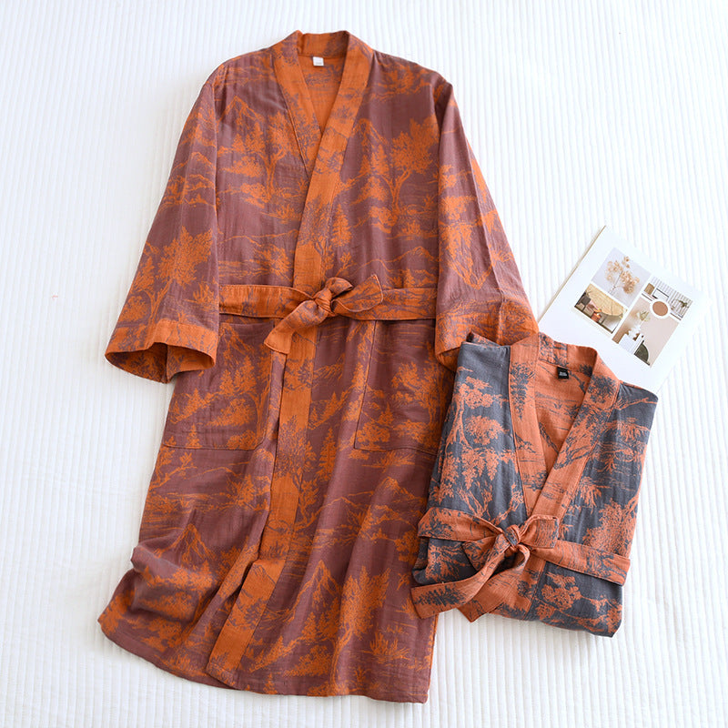 Cotton Jacquard Kimono Bathrobe