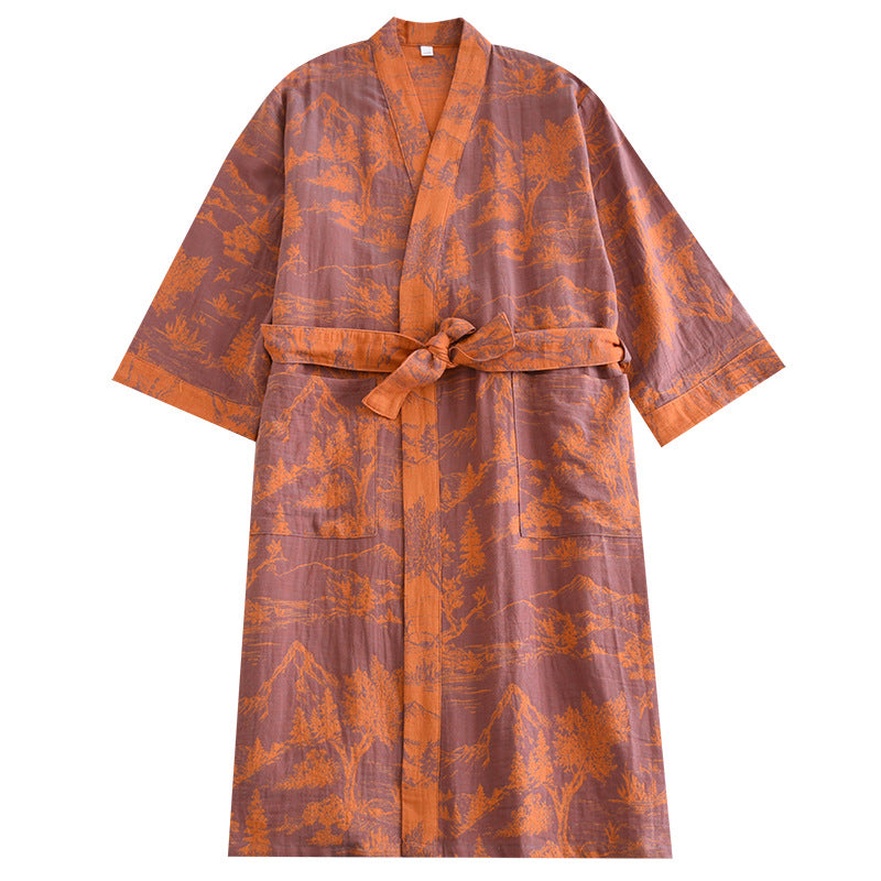 Cotton Jacquard Kimono Bathrobe