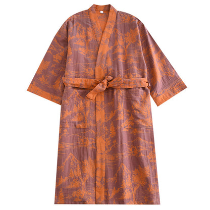 Cotton Jacquard Kimono Bathrobe
