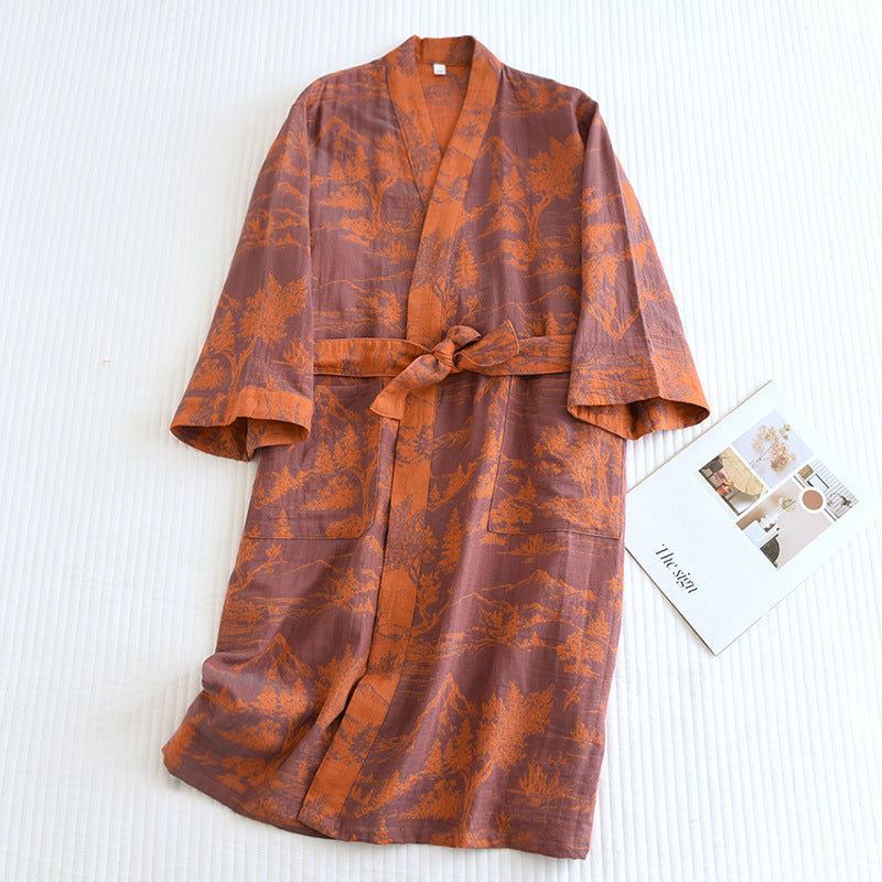 Cotton Jacquard Kimono Bathrobe