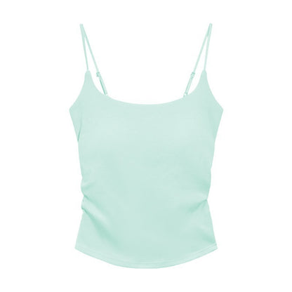 Cotton Lace-Up Back Camisole Top with Chest Pad