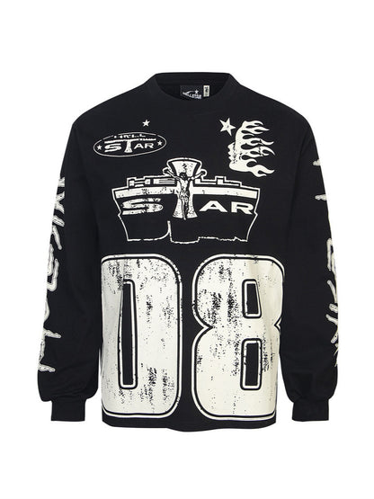 Cotton Letter Print Long Sleeve T-Shirt