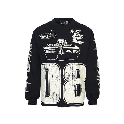 Cotton Letter Print Long Sleeve T-Shirt