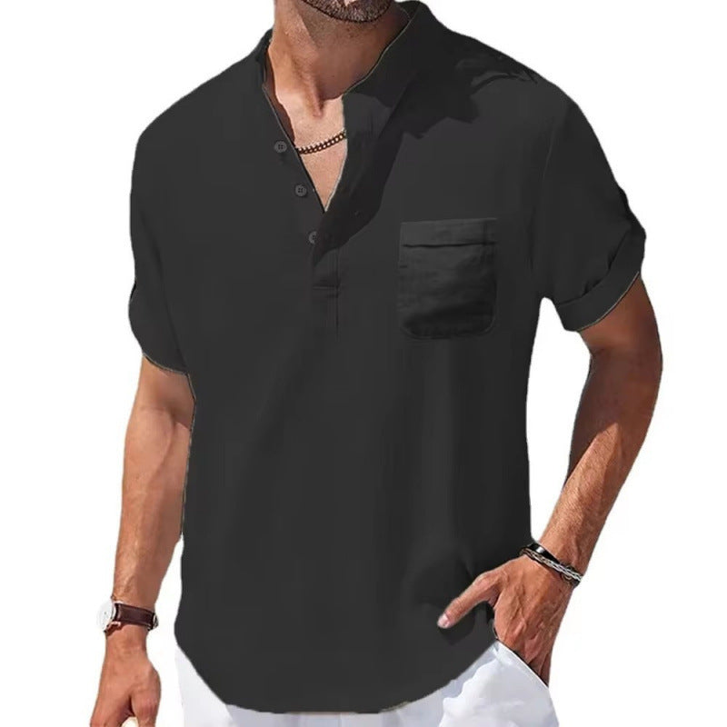 Cotton, linen and hemp short-sleeved T-shirt
