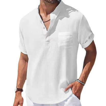 Cotton, linen and hemp short-sleeved T-shirt